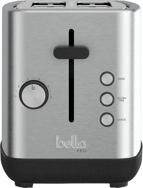 bella PRO - 2-Slice Toaster with Extra Wide Slots - Stainless Steel